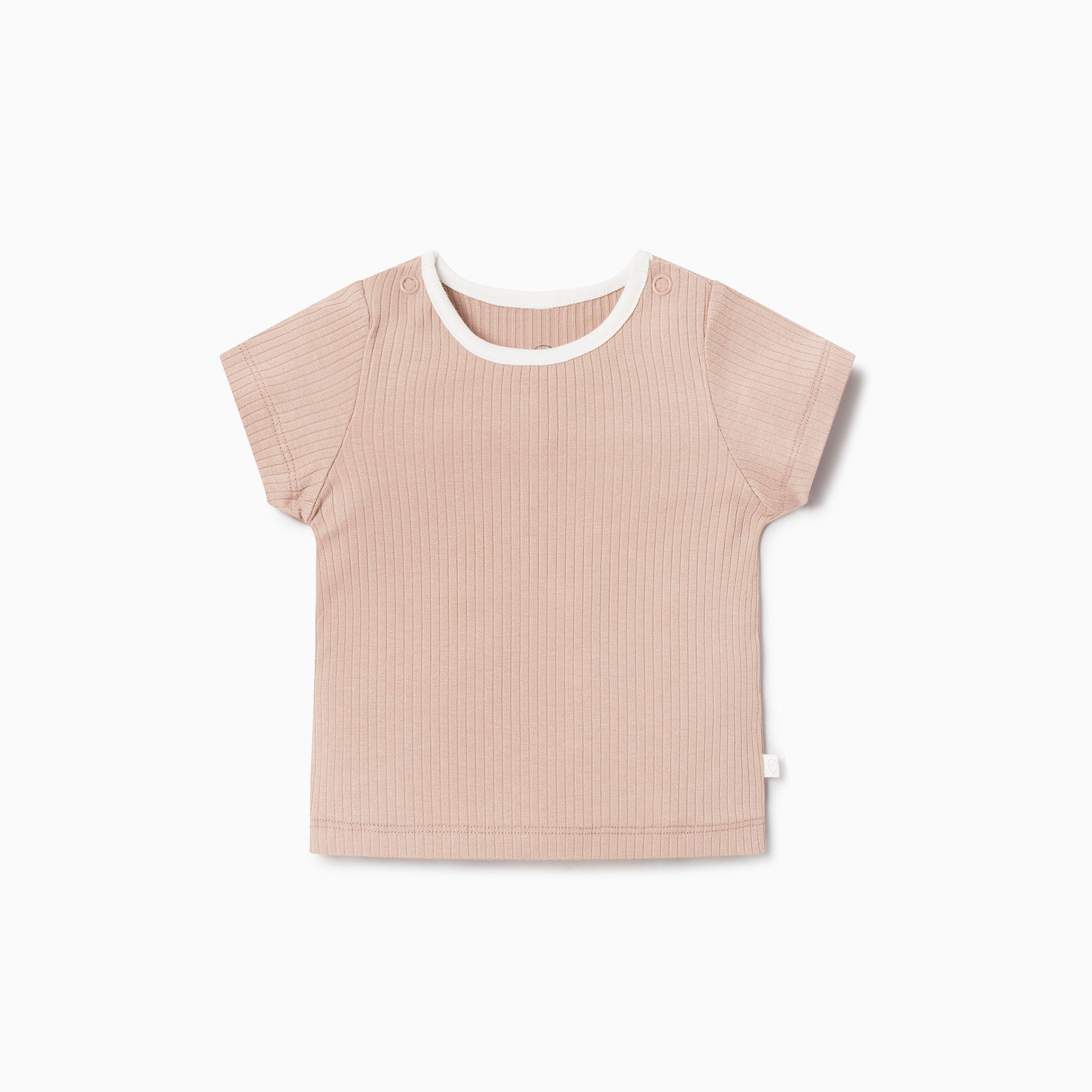 Image of Ribbed Short Sleeve T-Shirt - Blush