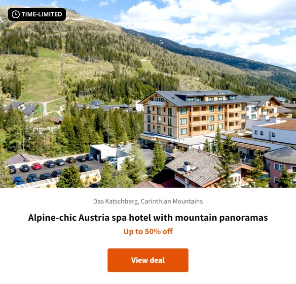 Alpine-chic Austria spa hotel with mountain panoramas