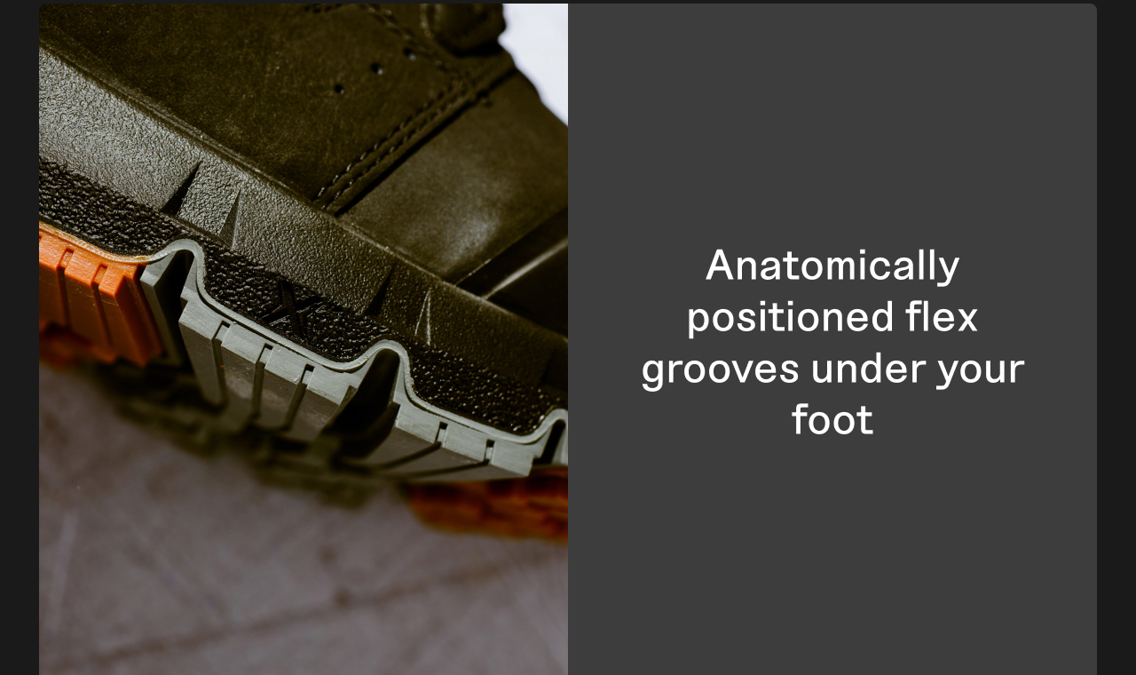 Anatomically positioned flex grooves under your foot