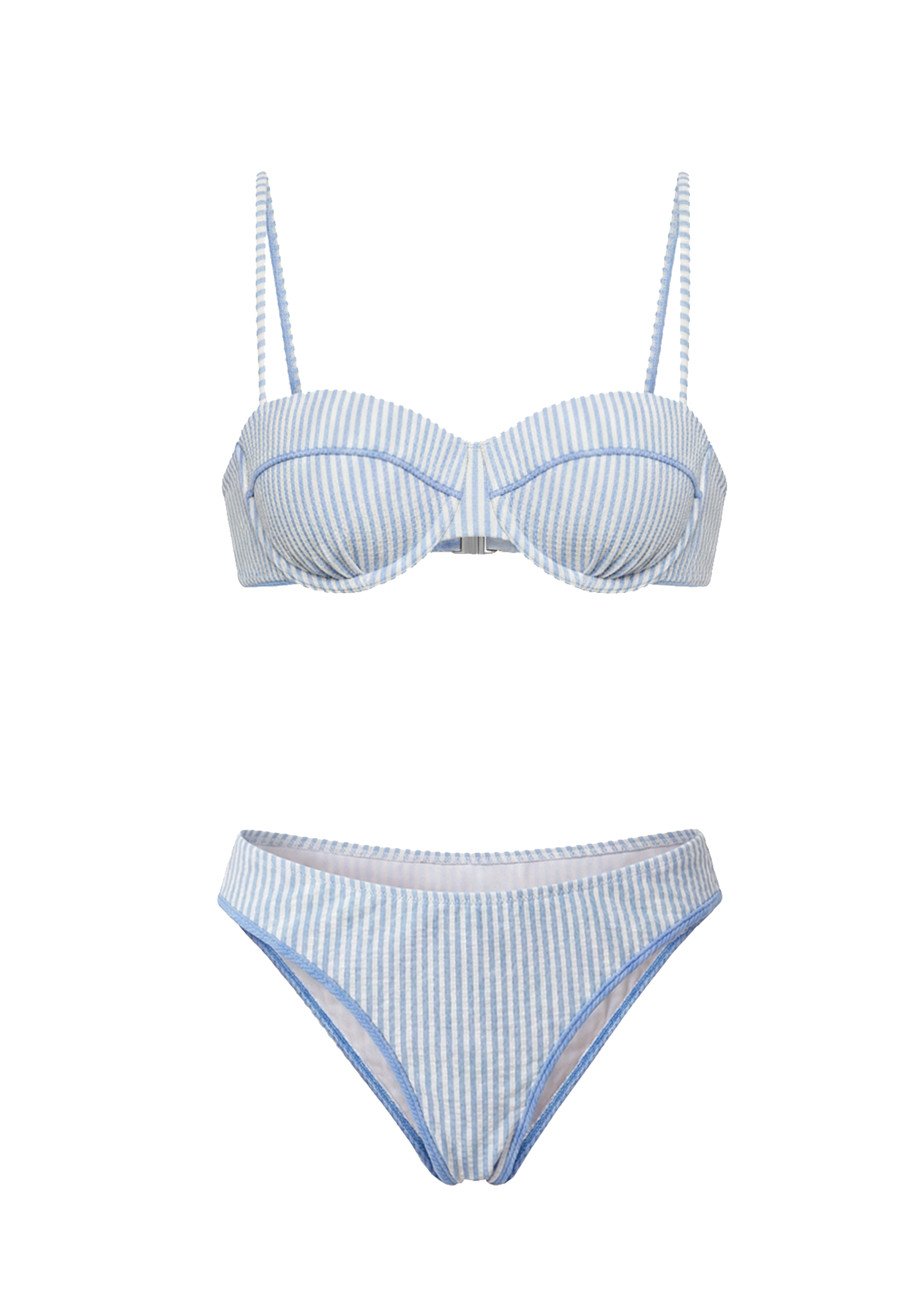 light blue and white stripped seersucker bikini