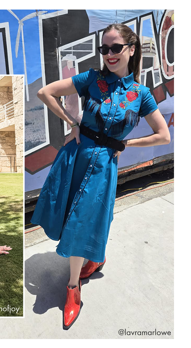 Unique Vintage Teal & Western Rose Madeline Swing Dress