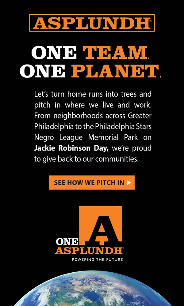 ASPLUNDH - Let's turn home runs into trees and pitch in where we live and work. From neighborhoods across Greater Philadelphia to the Philadelphia Stars Negro League Memorial Park on Jackie Robinson Day, we're proud to give back to our communities.