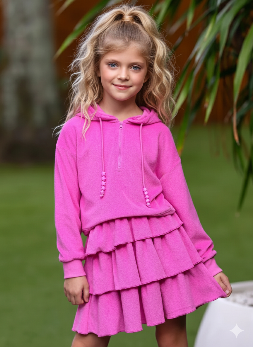 Image of Sweet Sorbet Ruffle Terry Hoodie and Ruffle Skirt Set