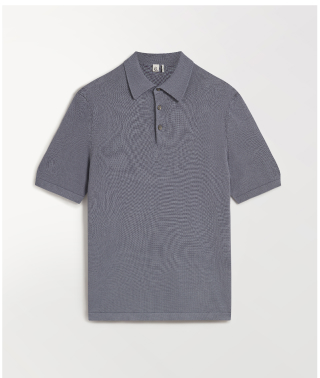 Silk-Cotton Polo in Steel Blue 
