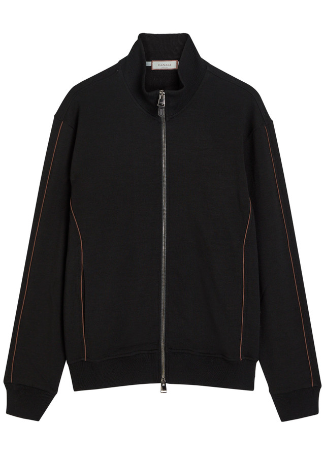 CANALI Pipe-trimmed wool track jacket