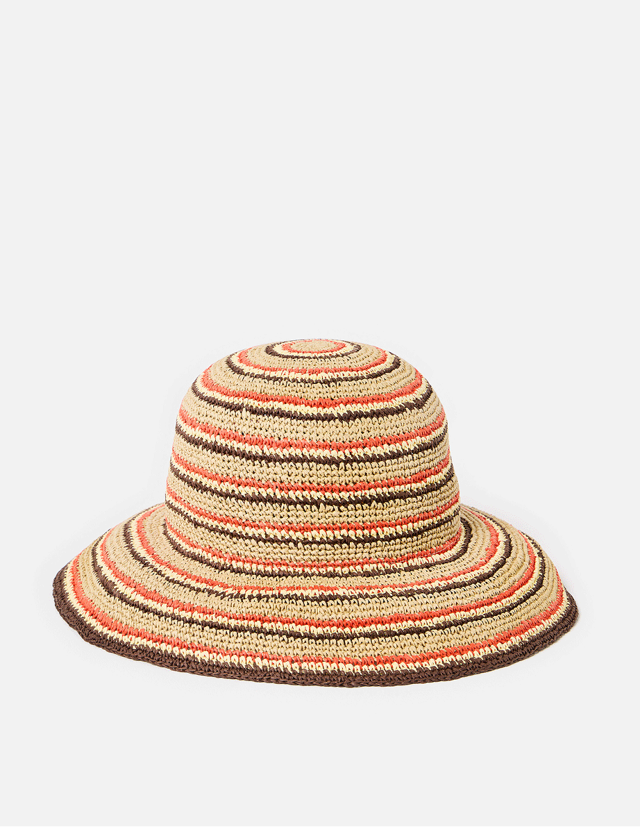 Brown & Red Striped Bucket Hat