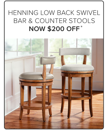 Henning Low Back Swivel Bar & Counter Stools Now $200 Off