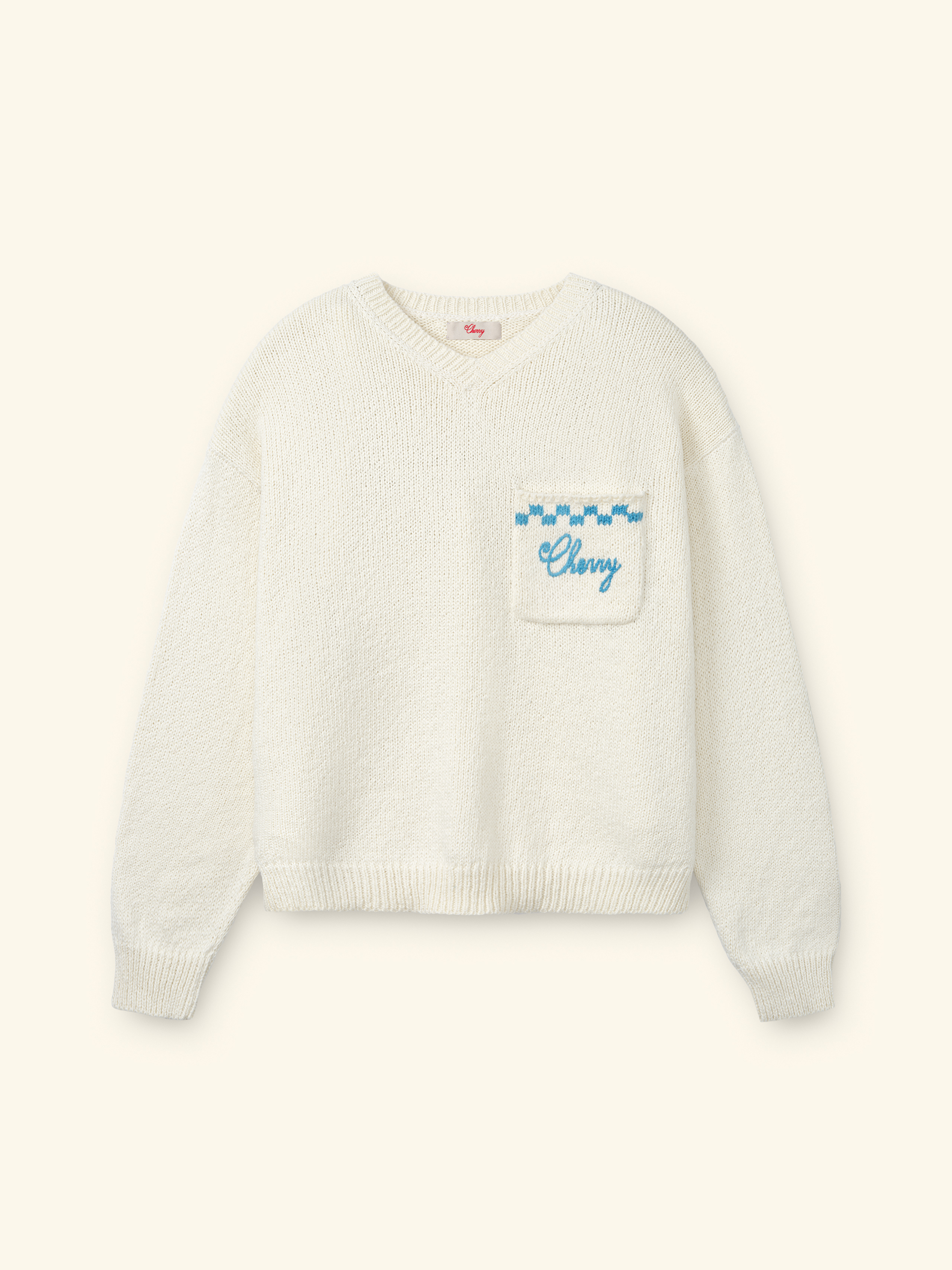 Image of Motors Knit V Neck (Cream)