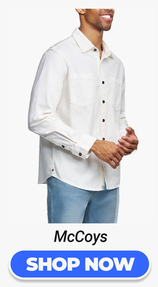 Button to shop white denim shirt McCoys