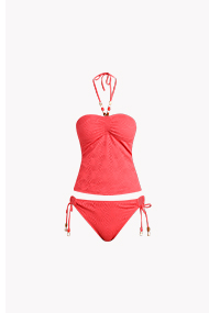 Shellbound Bandeau Tankini Top - Guava