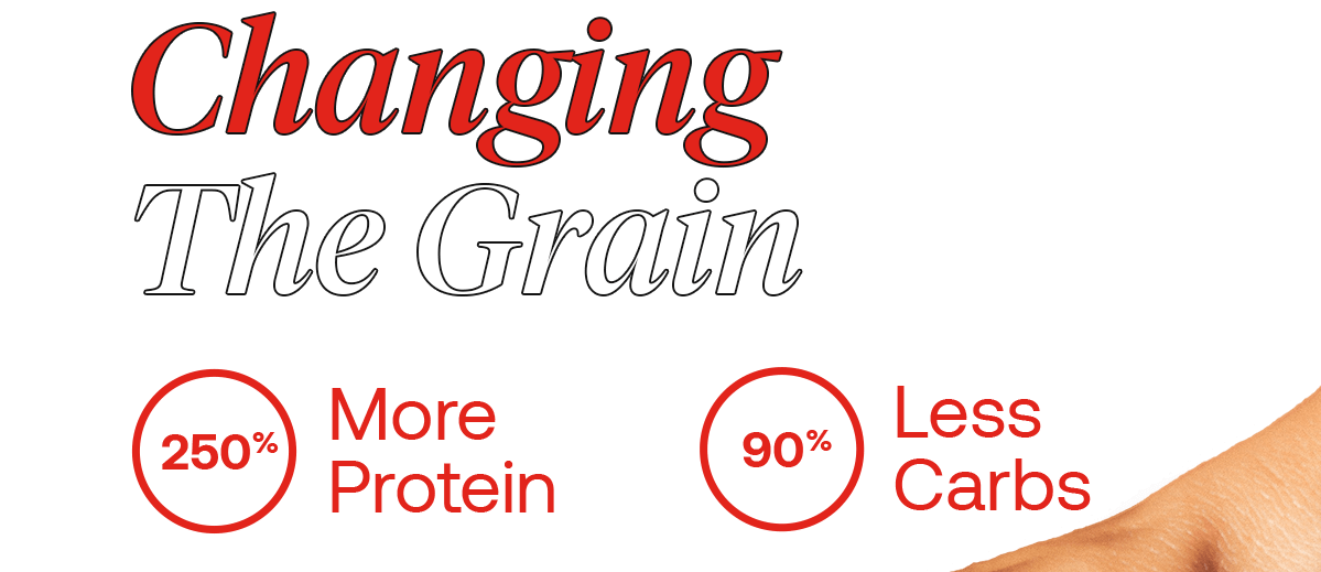 FEATURING: 250% MORE PROTEIN, 90% LESS CARBS