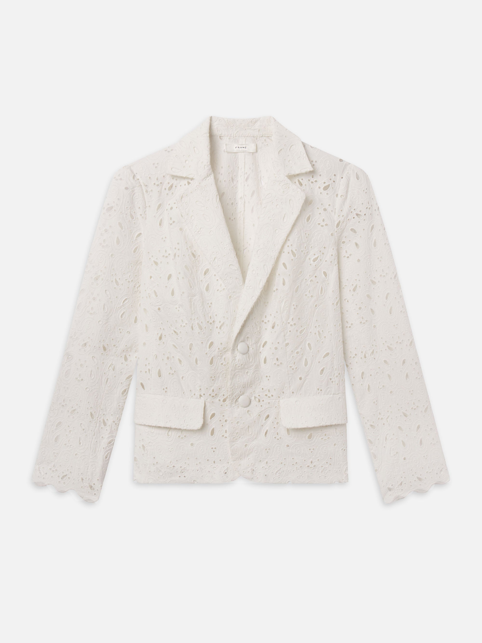THE PAISLEY EYELET CLASSIC BLAZER IN WHITE