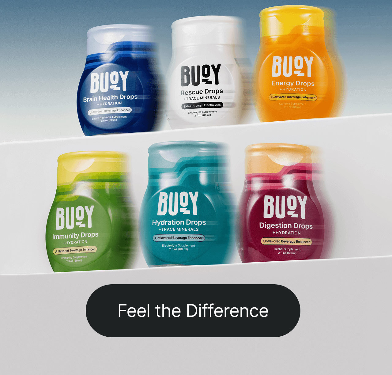 All bottles of Buoy Drops. Feel the Difference