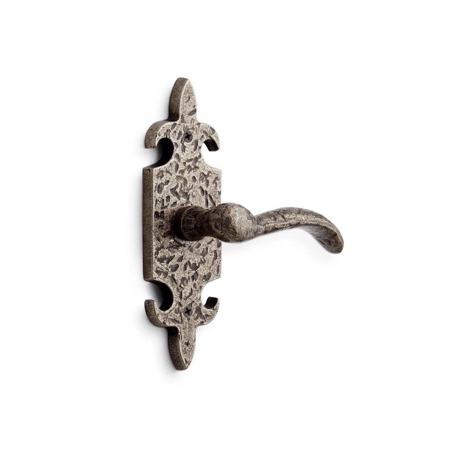 Cousteau Bronze Dummy Interior Door Set - Lever Handle - Right Hand - Antique Pewter