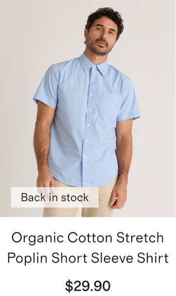 Organic Cotton Stretch Poplin Short Sleeve Shirt