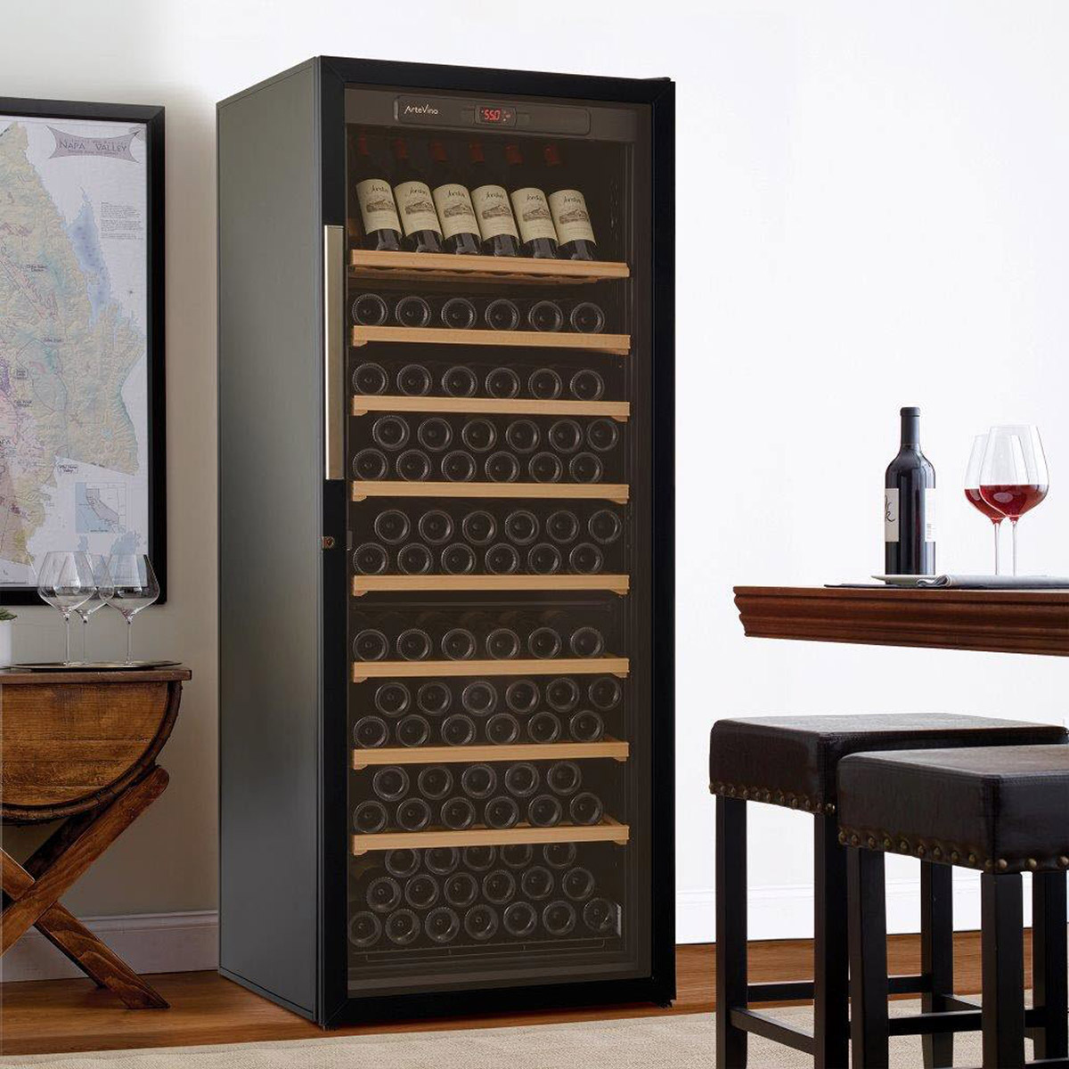 Artevino III by EuroCave 200 Bottle Free-Standing Wine Cellar with Display Shelf