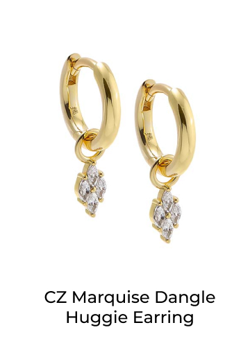 CZ Marquise Dangle Huggie Earring