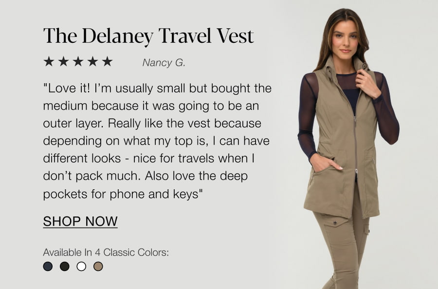 The Delaney Travel Vest. SHOP NOW
