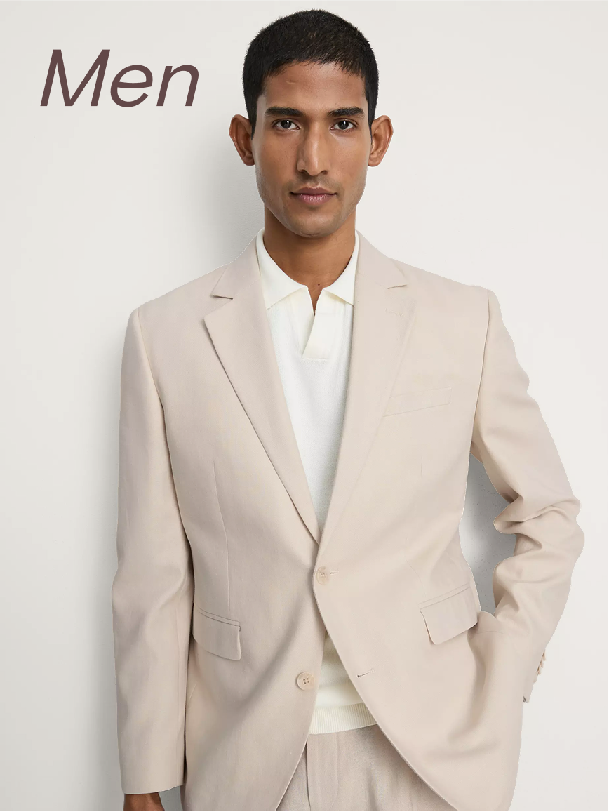 Man wearing a The Edit Linen Blend Suit Jacket