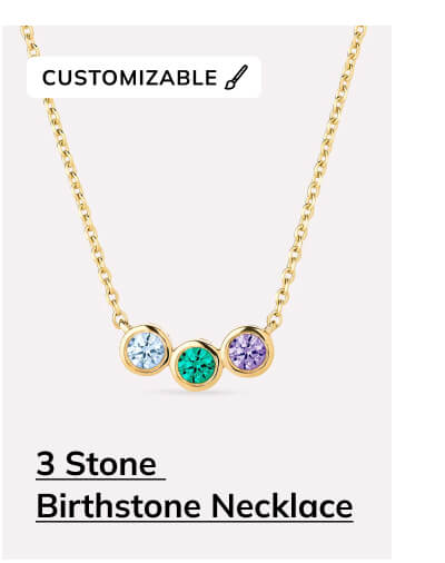 3 Stone Birthstone Necklace
