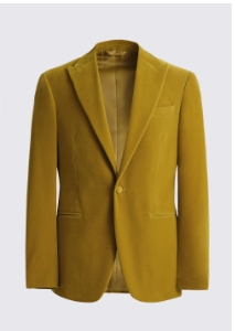 Slim Fit Light Olive Velvet Jacket