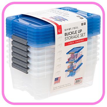 IRIS 12.9-Quart Buckle Up Storage Bin, 6-Pack