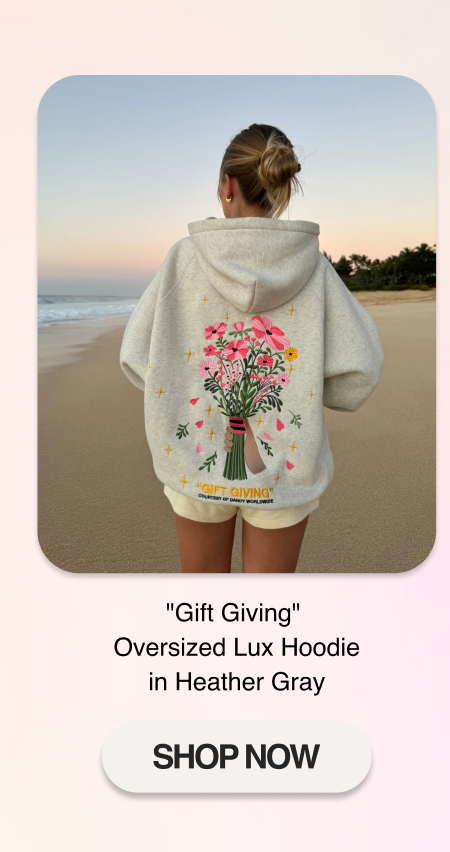 "Gift Giving" Oversized Lux Hoodie in Heather Gray