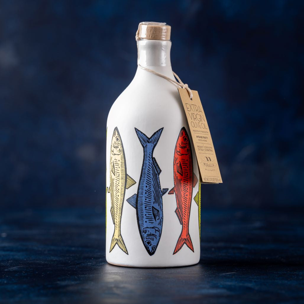 Image of Muraglia, Extra Virgin Olive Oil, Hand Painted Sardine Bottle, 500ml