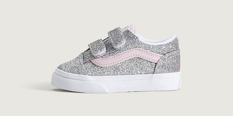 Glitter Silver Pale Petal Toddler Old Skool V Shoe