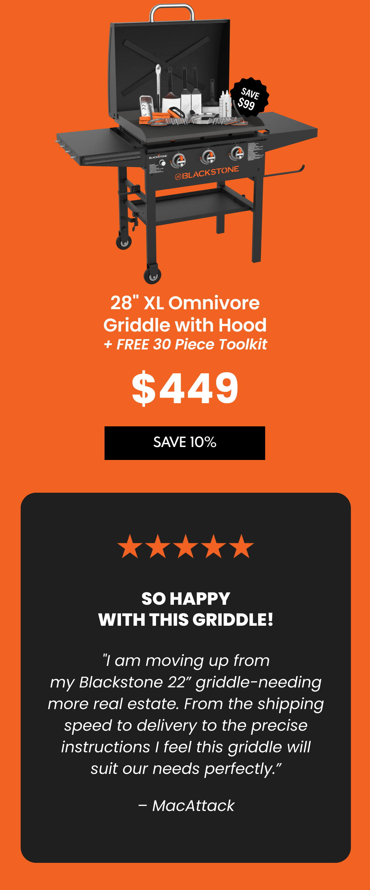 28" XL Omnivore Griddle With Hood