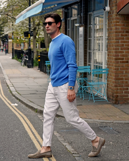 Men's Oxford Round Neck Cashmere Jumper