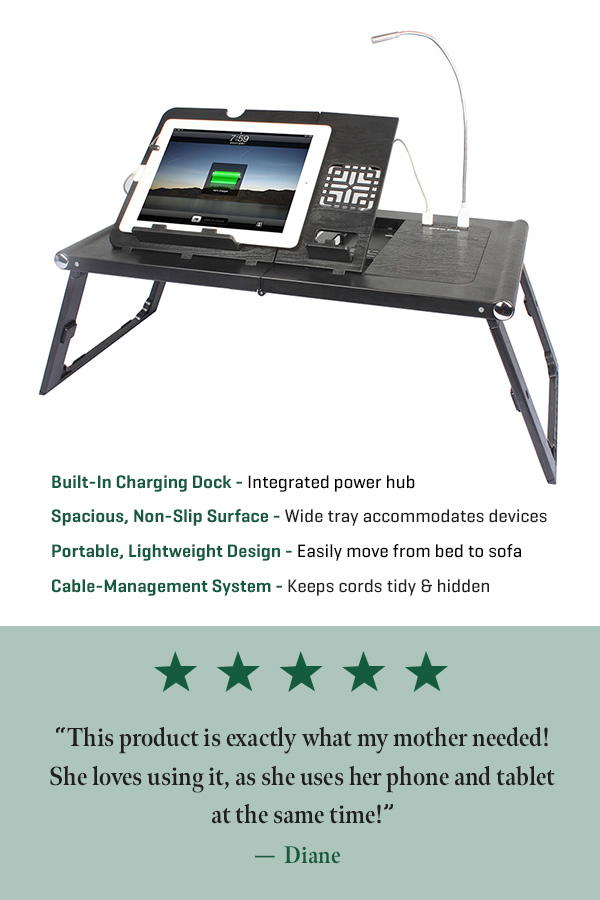 Laptop and Tablet Tray with Built-In Charger by Sharper Image