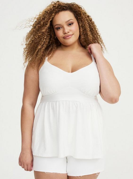 Eyelet Tie-Front Babydoll Cami