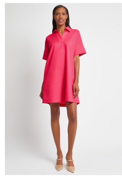 Side Pocket A-Line Cotton Shirt Dress