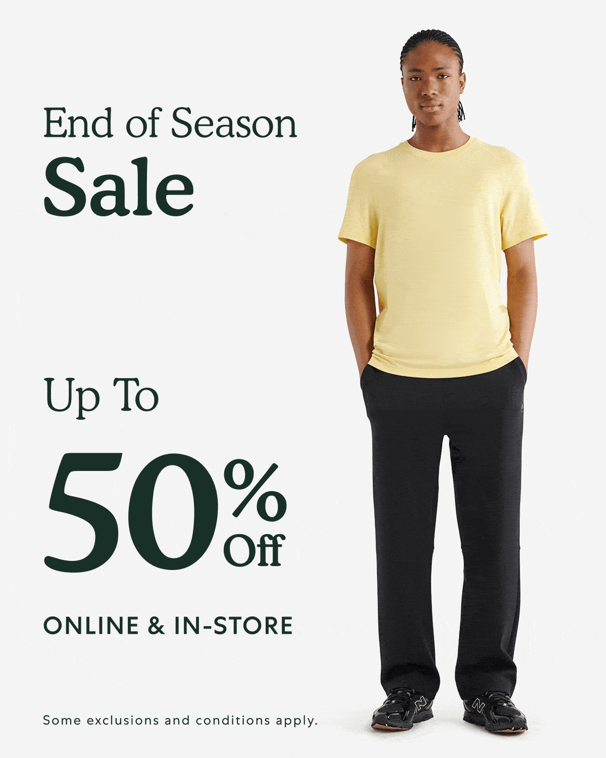 End of Season Sale. Up to 50% Off