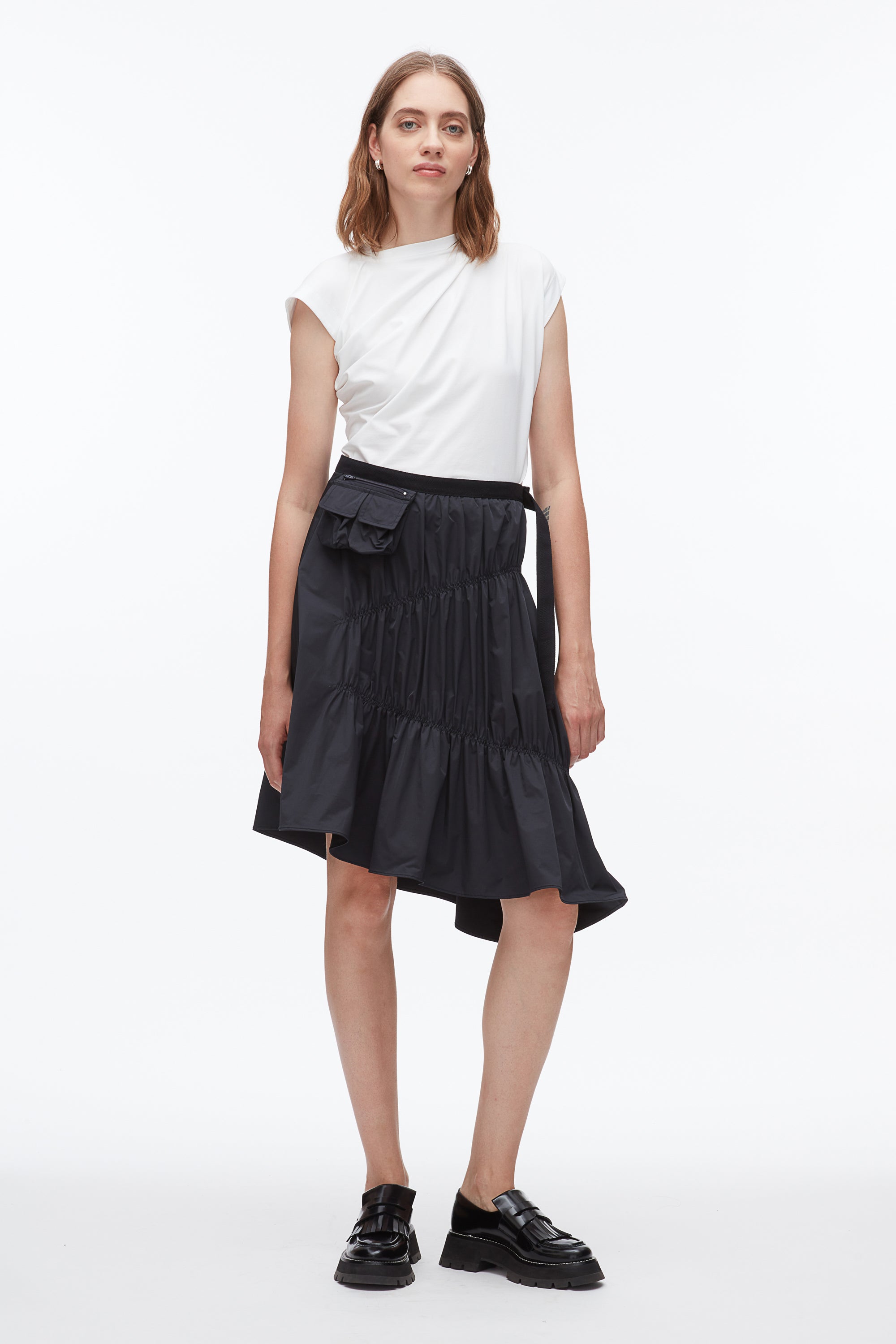 Image of Ripstop Asymmetric Skirt with Ruching