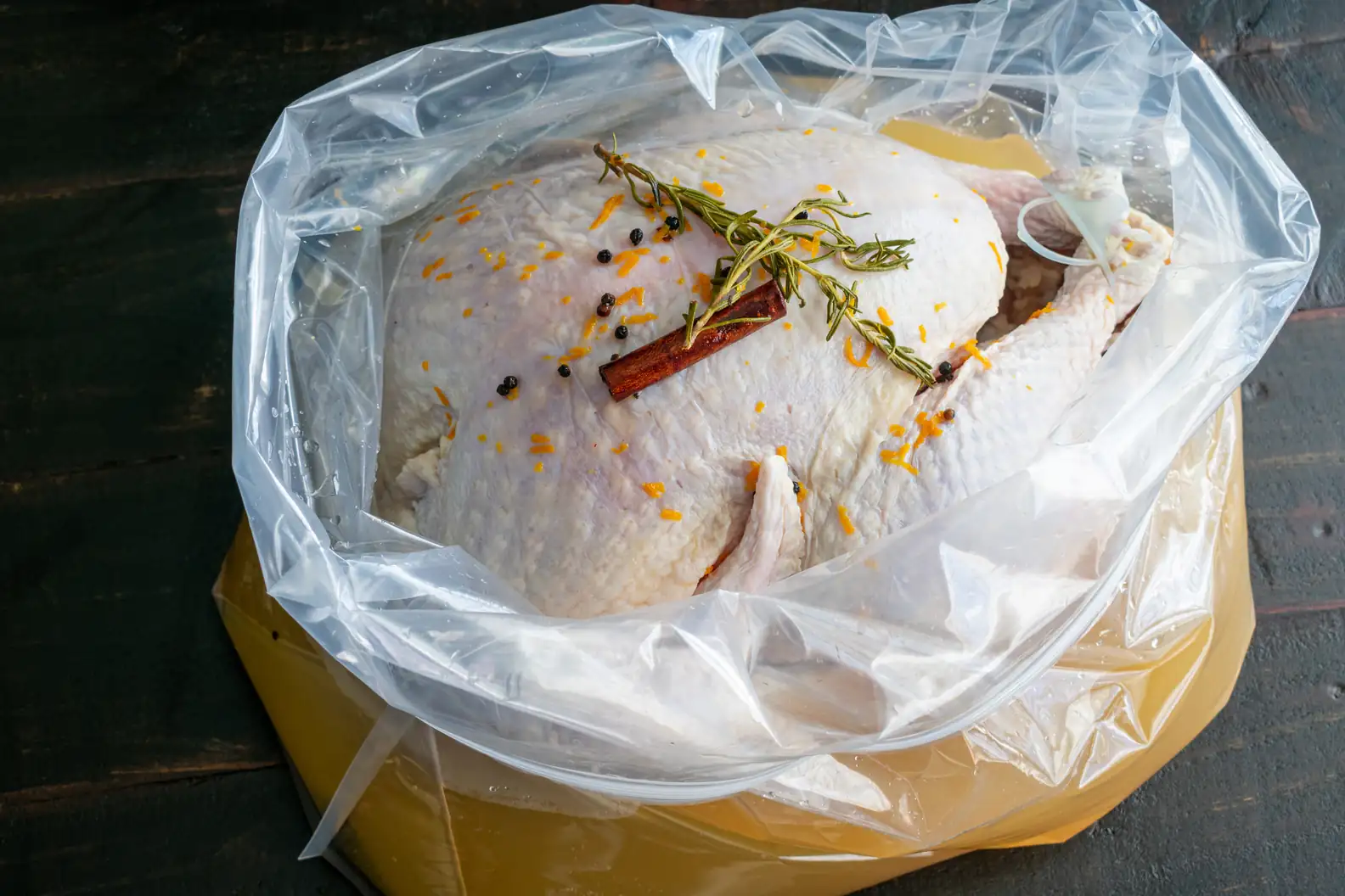 A Thanksgiving turkey in a bag