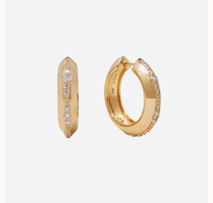 Gold Hoop With Mixed Cz Crystal 18 K Gold Plated Vermeil