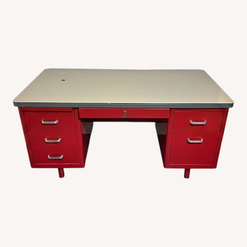 Image of Steelcase Red Metal Desk