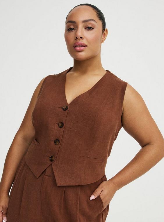 Tailored Linen-Blend Vest