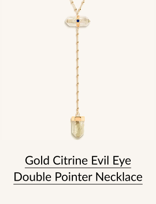 Gold Citrine Evil Eye Double Pointer Necklace