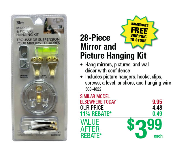 28-Piece Mirror and Picture Hanging Kit - ONLY $3.99 After Rebate*!