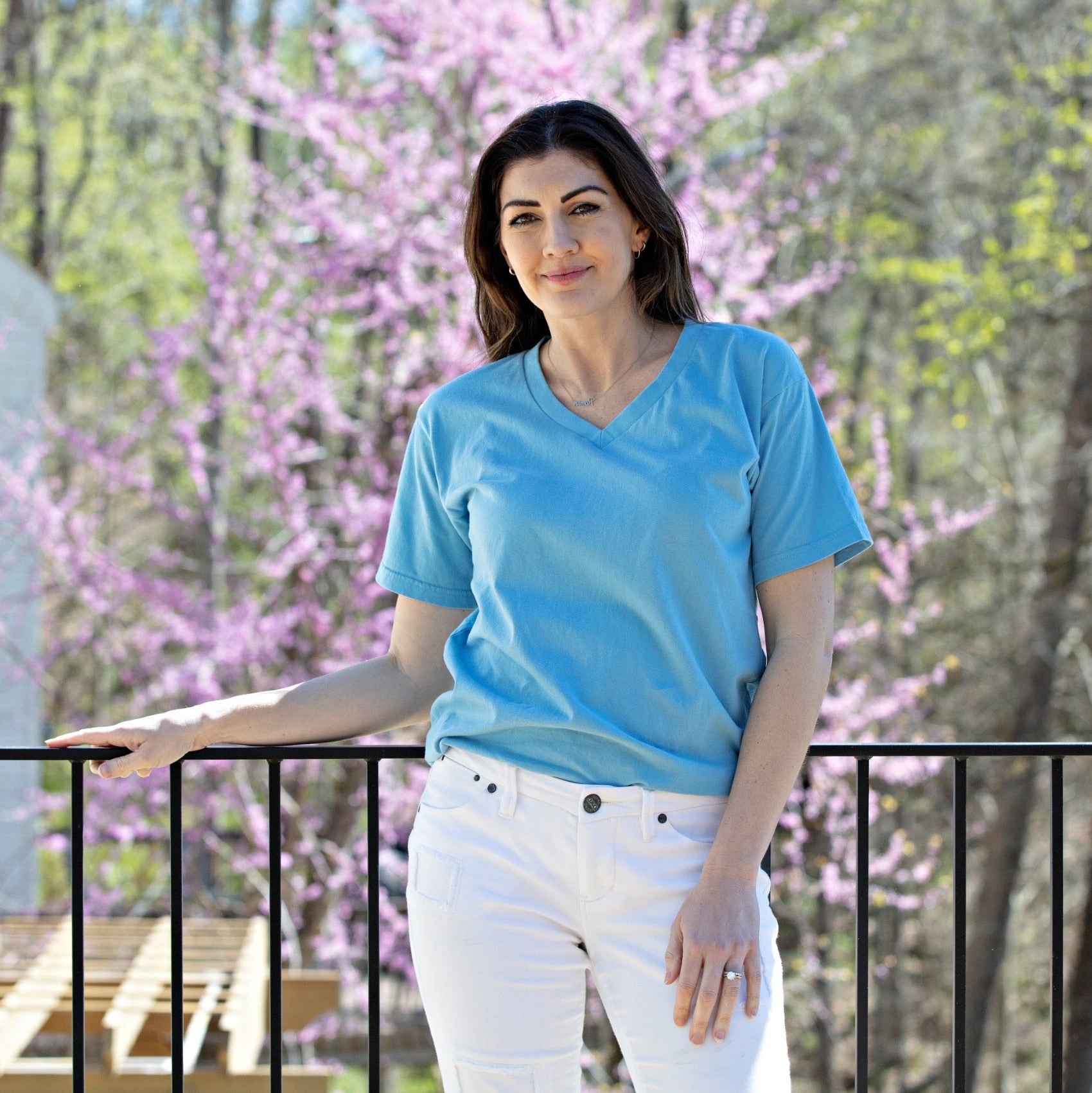 Image of Sonoma V-Neck 100% Cotton Jersey Tee