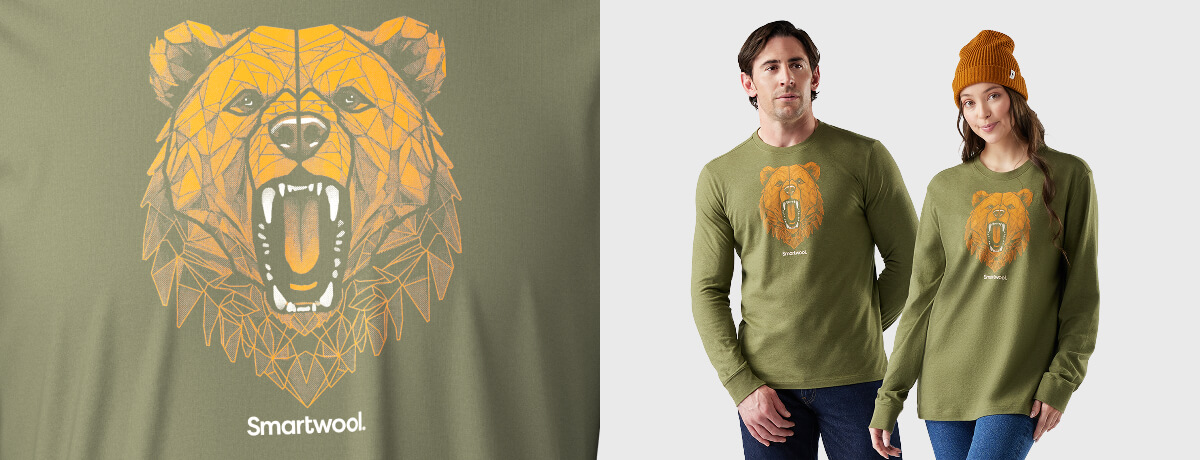 Geometric Bear Long Sleeve Graphic Tee
