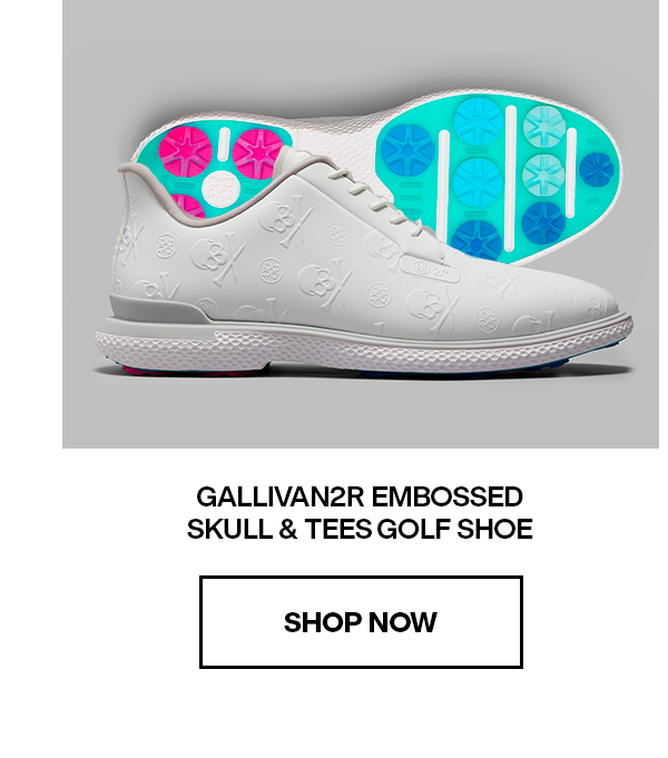 Gallivan2R Embossed Skull Tees Leather Golf Shoe