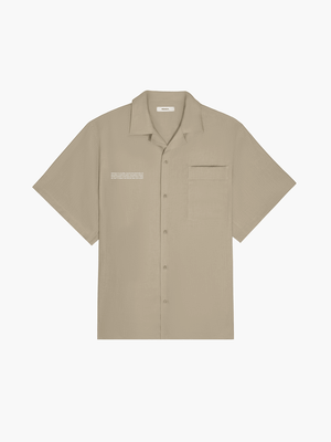 Womens DNA Linen Camp Collar Shirt—cliff beige