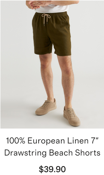 100% European Linen 7 Drawstring Beach Shorts