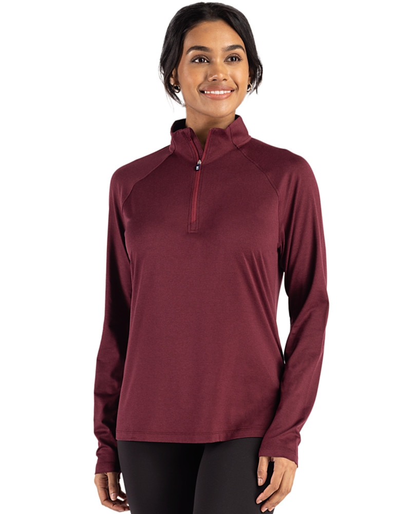Image of Cutter & Buck Coastline Recycled Double Peached Womens Quarter Zip Pullover