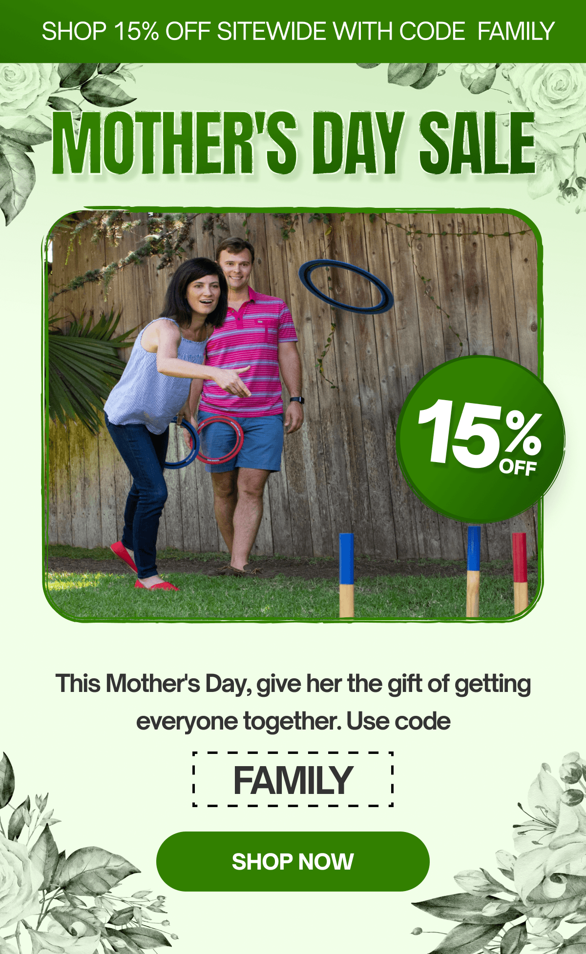 Mother's Day Sale - 15% Off