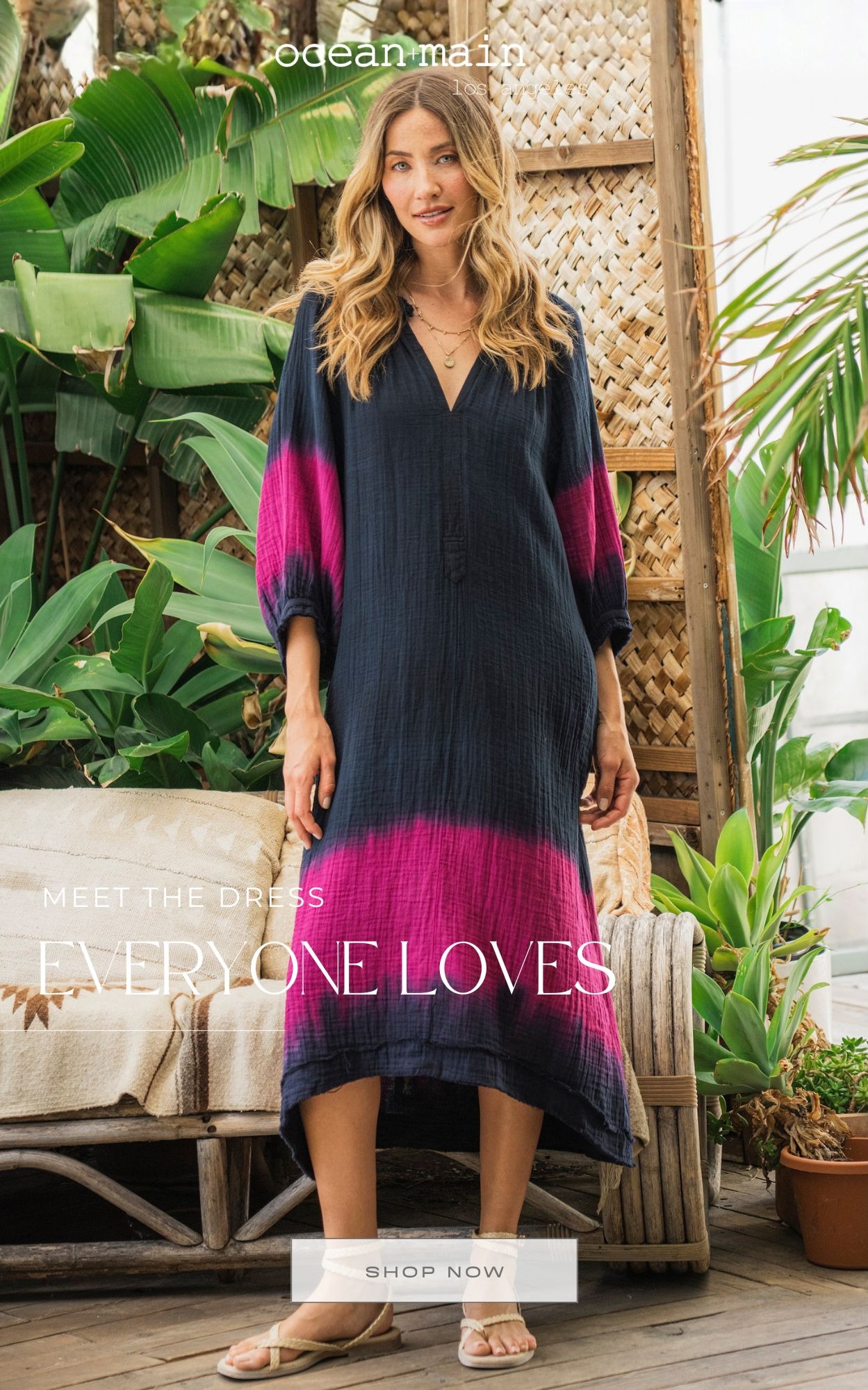 Navy and Fuchsia Gauze Dress